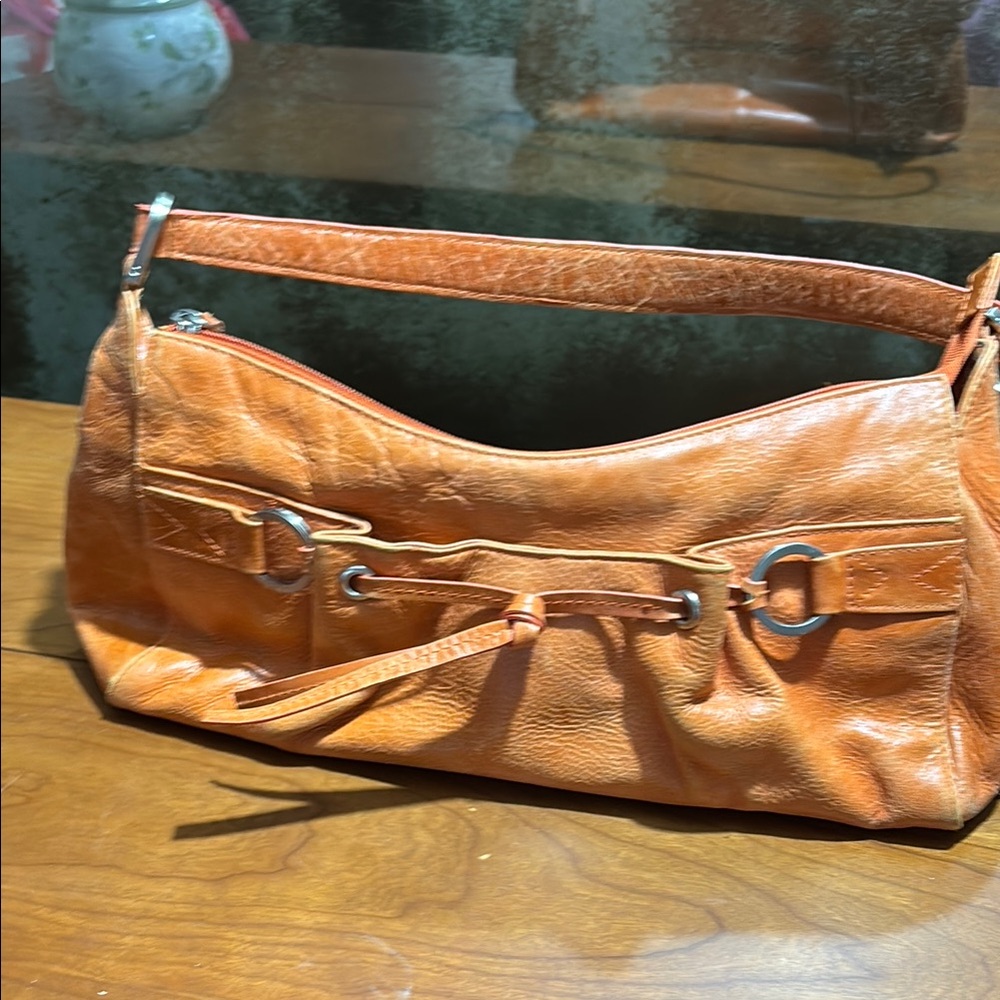 Marco Santi Orange Shoulder Bag with Slouchy Design